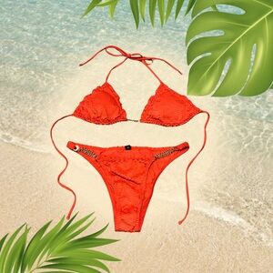 Vibrant Orange Triangle Top Swimwear